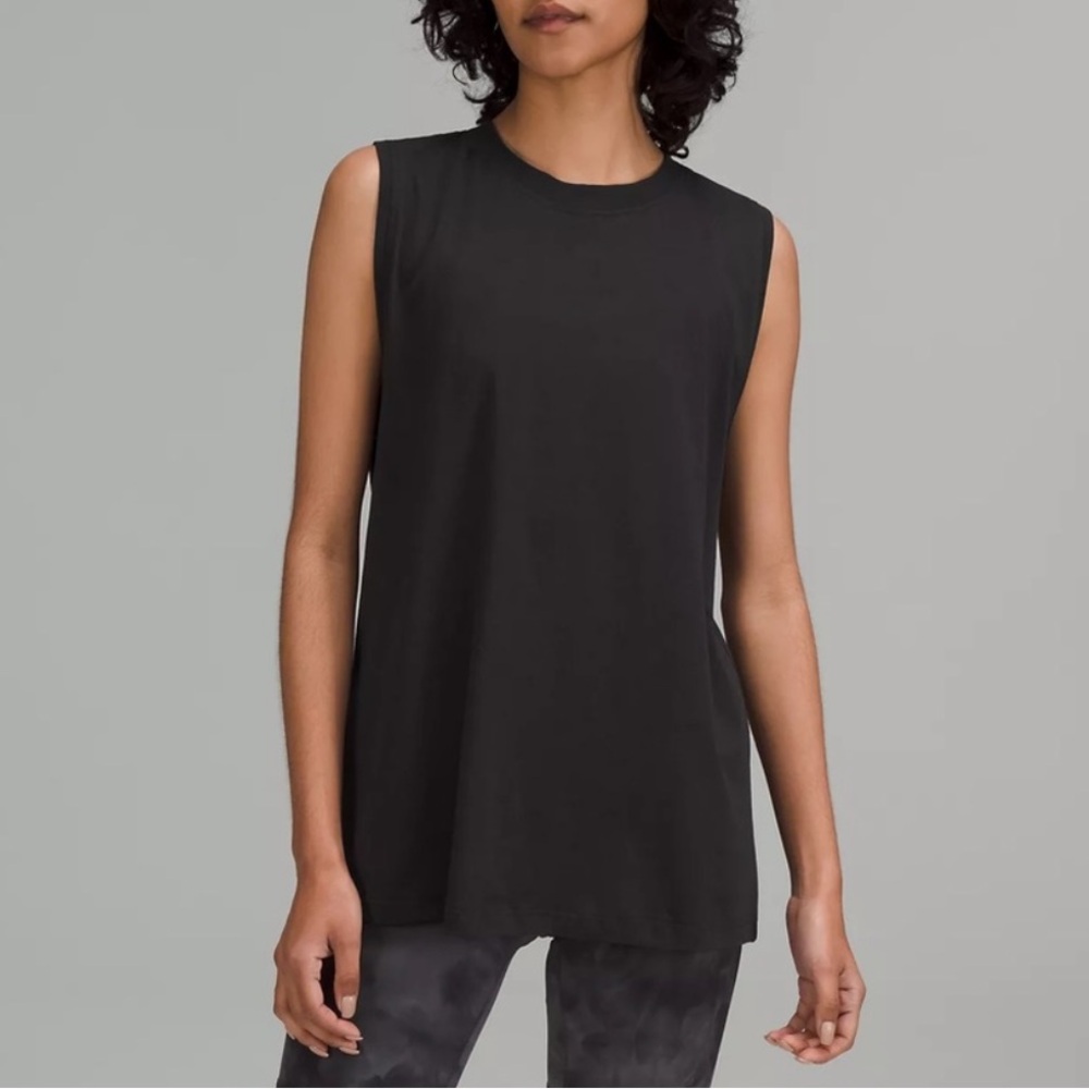 Lululemon All Yours Boyfriend Tank Top Size 6 Black Pima Cotton